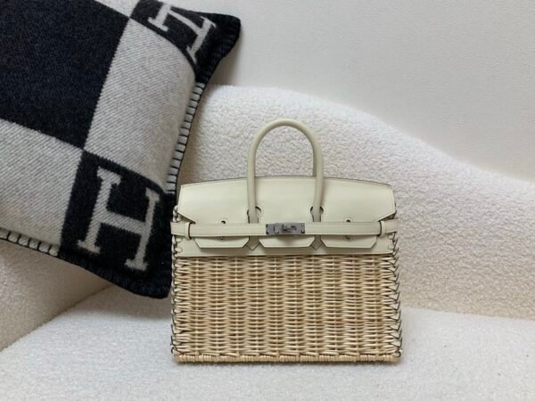 New Spring Styles Birkin25cm Picnic Swift leather Wicker Silver Hardware 10 Carie