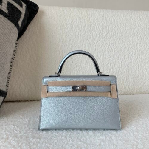 New Color Order Mini Kelly 19CM Silver Goat Leather SHW Full Handmade