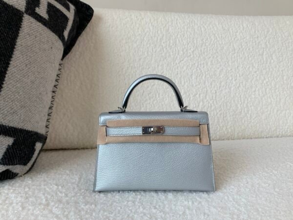 New Color Order Mini Kelly 19CM Silver Goat Leather SHW Full Handmade