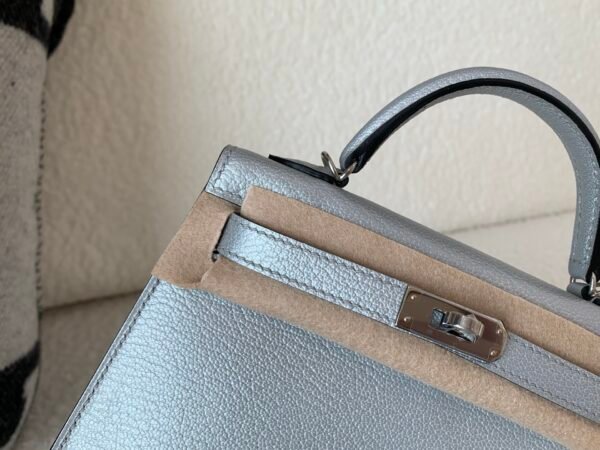 New Color Order Mini Kelly 19CM Silver Goat Leather SHW Full Handmade