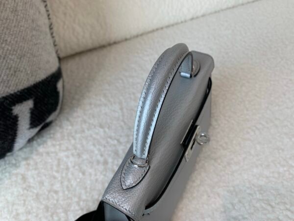 New Color Order Mini Kelly 19CM Silver Goat Leather SHW Full Handmade