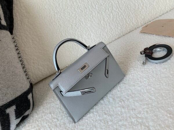 New Color Order Mini Kelly 19CM Silver Goat Leather SHW Full Handmade