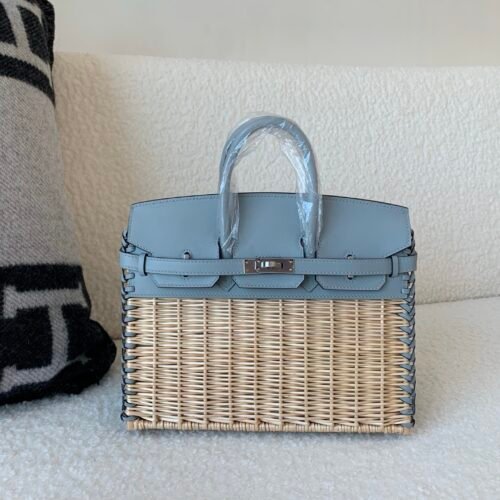 wsxc1767211097376_0 Top Handmade Birkin25cm Picnic 8U Swift leather Wicker Silver Hardware