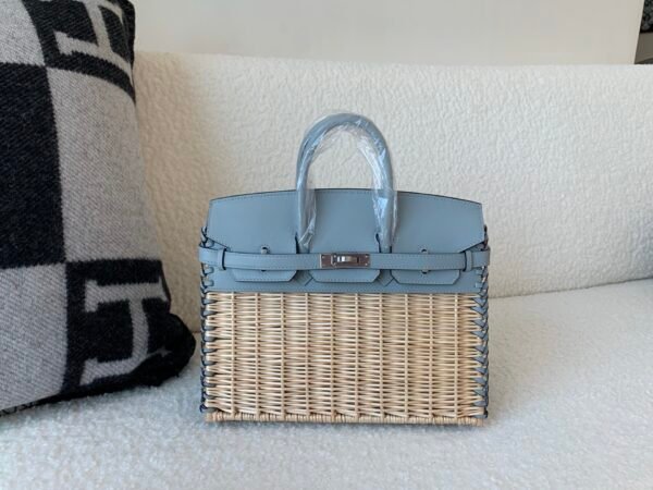 wsxc1767211097376_0 Top Handmade Birkin25cm Picnic 8U Swift leather Wicker Silver Hardware