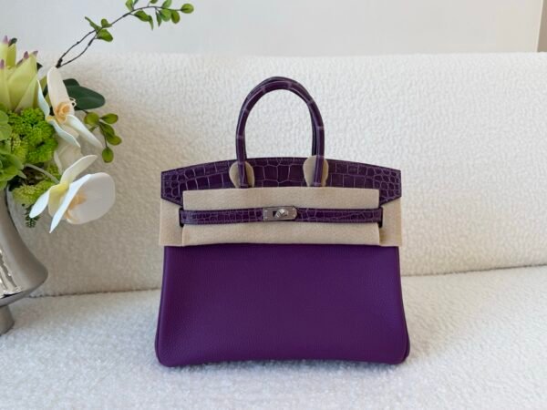 wsxc1767624762611_0-1 Original Quality Birkin Touch 25CM Amethyst Alligator/ Togo Leather Silver Hardware