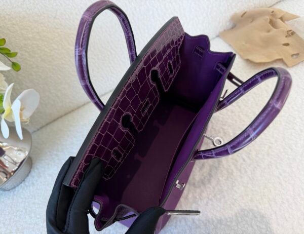 wsxc1767624762611_7 Original Quality Birkin Touch 25CM Amethyst Alligator/ Togo Leather Silver Hardware