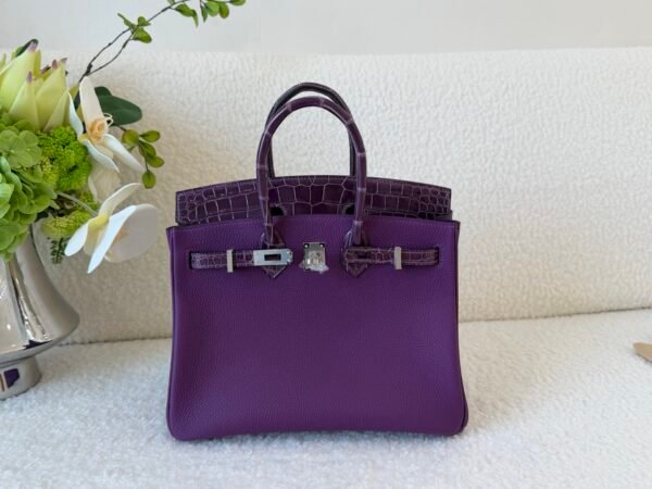 wsxc1767624762611_8 Original Quality Birkin Touch 25CM Amethyst Alligator/ Togo Leather Silver Hardware