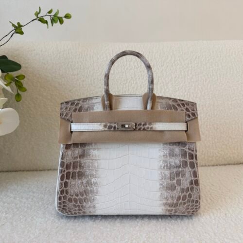 Full Handmade Birkin 25CM Himalaya Crocodile Leather Silver Hardware
