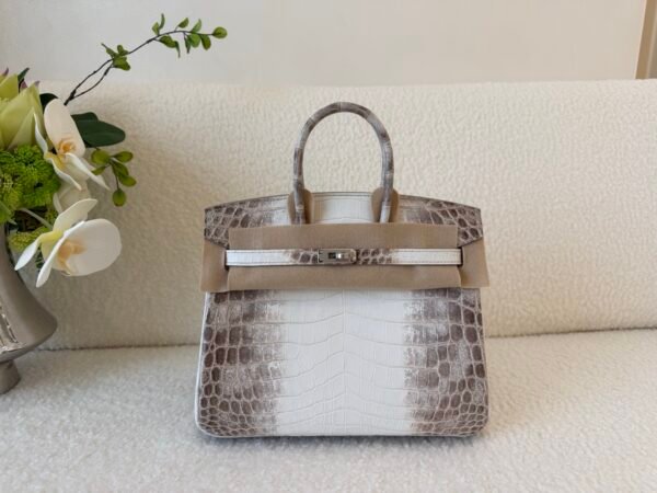 Full Handmade Birkin 25CM Himalaya Crocodile Leather Silver Hardware