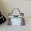 Top Handmade USA Shipping Mini Kelly 19CM Himalaya Alligator Leather Silver Hardware