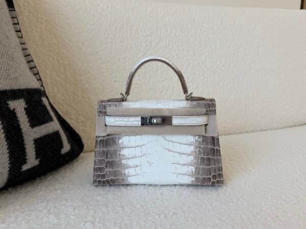 Top Handmade USA Shipping Mini Kelly 19CM Himalaya Alligator Leather Silver Hardware