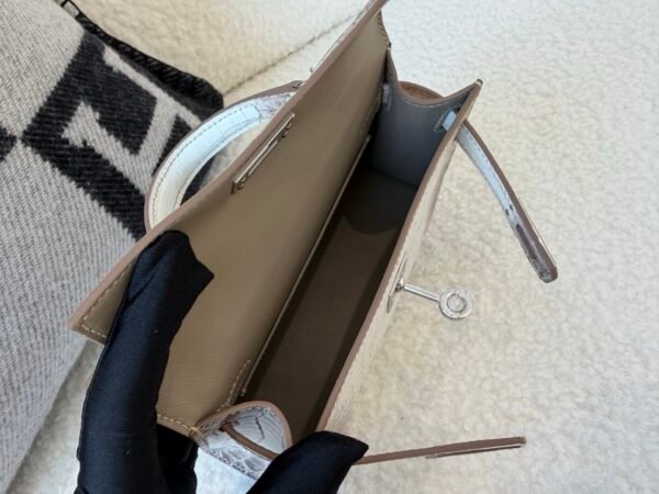 Top Handmade USA Shipping Mini Kelly 19CM Himalaya Alligator Leather Silver Hardware
