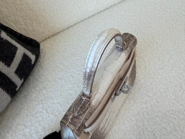 Top Handmade USA Shipping Mini Kelly 19CM Himalaya Alligator Leather Silver Hardware