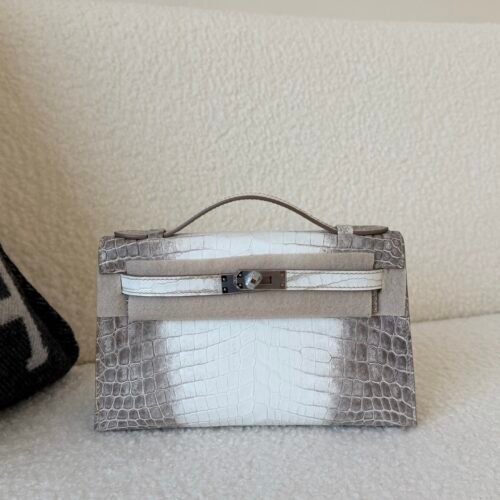 Full Handmade Mini Kelly 19CM Himalaya Alligator Leather Silver Hardware
