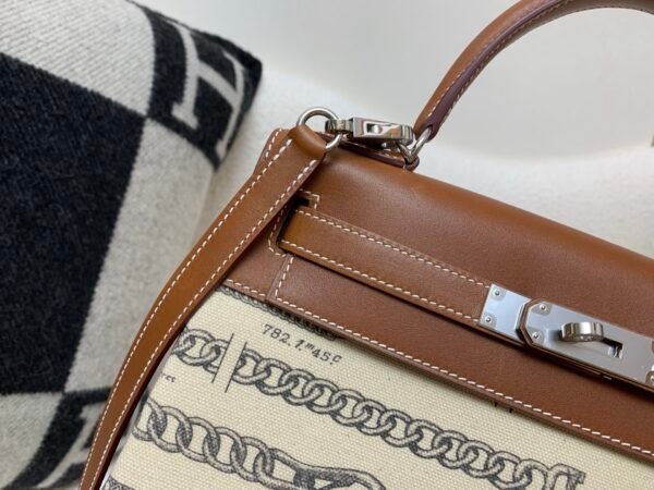 Christmas Styles Kelly 25cm Canvas with Swift Leather Ck37 Silver Hardware