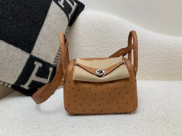 Original Package Factory Sales Lindy 26CM Ostrich Leather CK37 Silver Hardware
