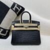 France Delivery Birkin 25CM 89 Nior Ostrich Leather Silver Hardware Full Handmade