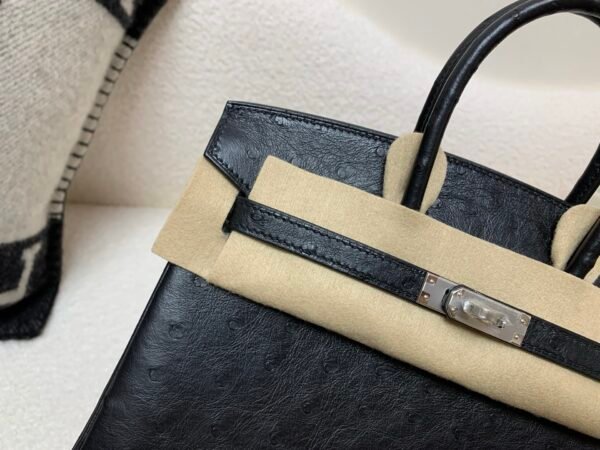 France Delivery Birkin 25CM 89 Nior Ostrich Leather Silver Hardware Full Handmade