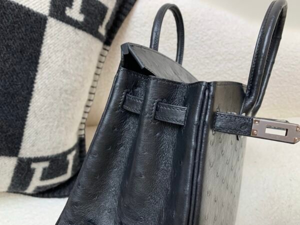 France Delivery Birkin 25CM 89 Nior Ostrich Leather Silver Hardware Full Handmade