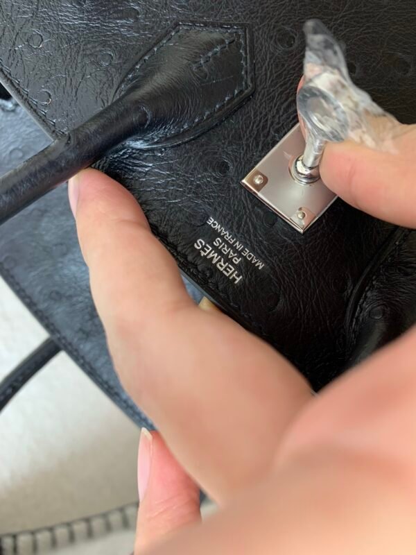 France Delivery Birkin 25CM 89 Nior Ostrich Leather Silver Hardware Full Handmade
