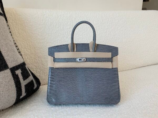 Global Shipping Birkin 25CM 84 Gris Fonce Lizard Leather SHW