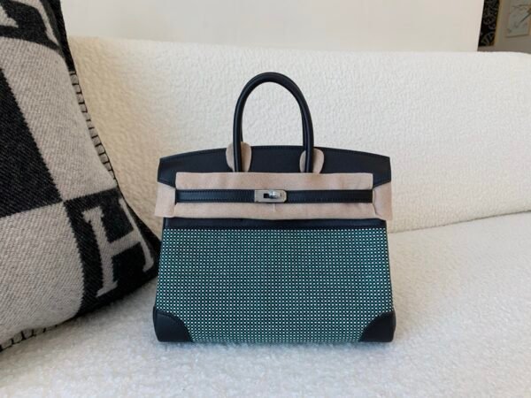 Global shipping Birkin 25cm 1:1 to make waffle 89 Nior Swift Leather/ Canvas