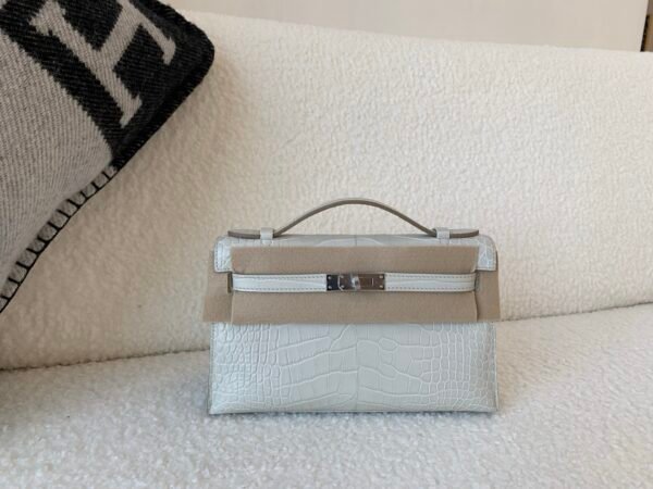 Global Shipping Kelly Pochette 22cm 8L Alligator Leather SHW Full Handmade