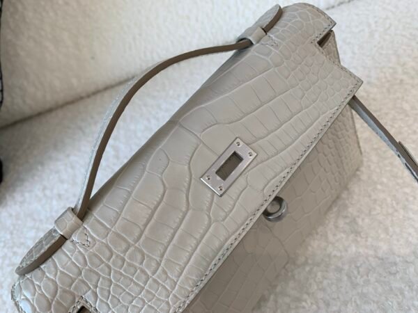 Global Shipping Kelly Pochette 22cm 8L Alligator Leather SHW Full Handmade
