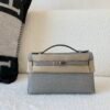 UK sale Kelly Pochette 22CM 0V Alligator Leather Silver Hardware