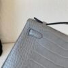 UK sale Kelly Pochette 22CM 0V Alligator Leather Silver Hardware