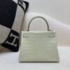 wsxc1767828208217_1 Kelly 25CM 8L Menthe Alligator Leather Top Handmade Silver Hardware