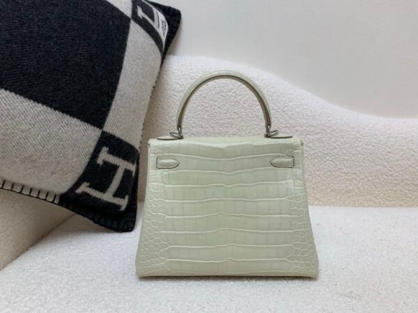 wsxc1767828208217_1 Kelly 25CM 8L Menthe Alligator Leather Top Handmade Silver Hardware