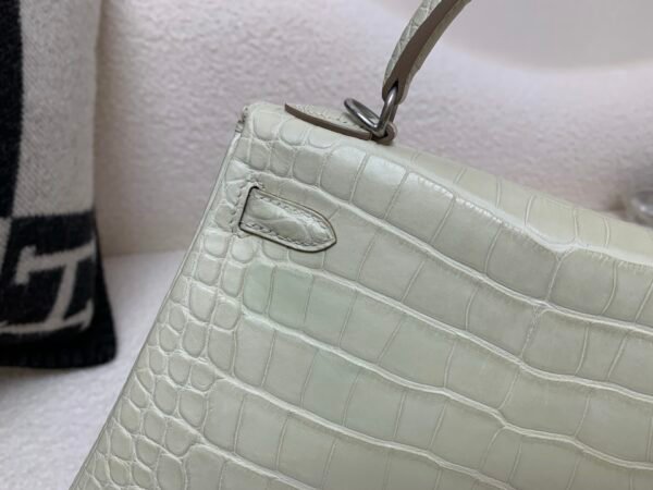 wsxc1767828208217_3 Kelly 25CM 8L Menthe Alligator Leather Top Handmade Silver Hardware