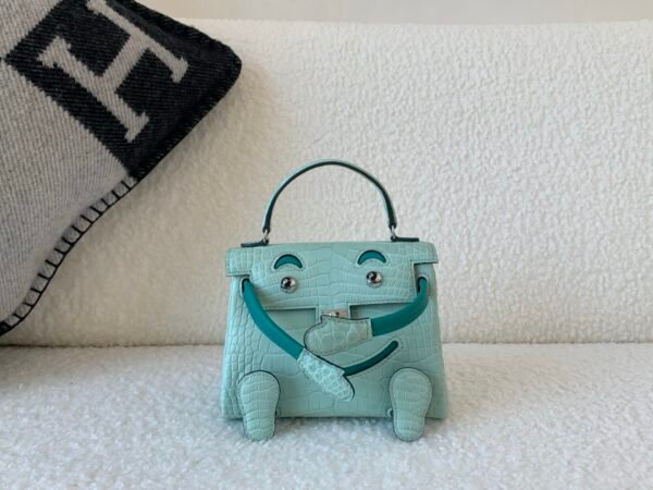 wsxc1767828210962_0-1 New Stock Kelly Doll 16CM 6U Alligator Leather Top Handmade Cute Handbag