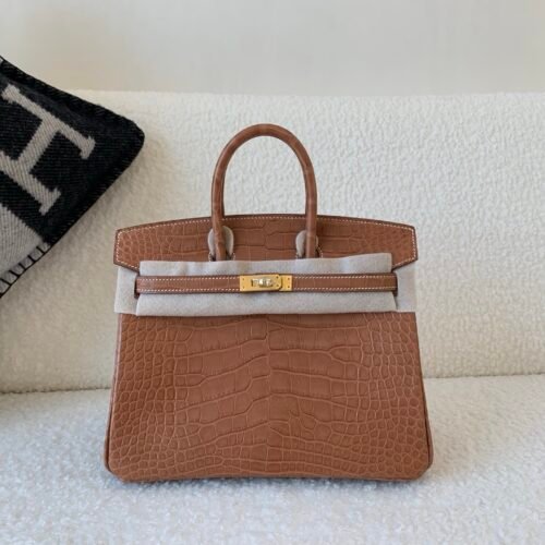 Birkin 25CM Matte Alligator Leather CK37 Top Handmade Gold Hardware
