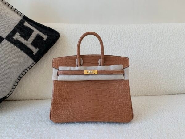 wsxc1767828222734_0 Birkin 25CM Matte Alligator Leather CK37 Top Handmade Gold Hardware