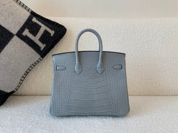 Top Handmade Birkin 25CM 0V Alligator Leather SHW Classic Handbag