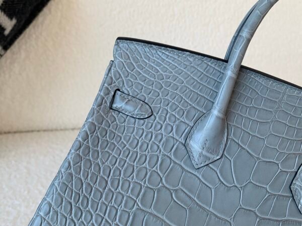 Top Handmade Birkin 25CM 0V Alligator Leather SHW Classic Handbag