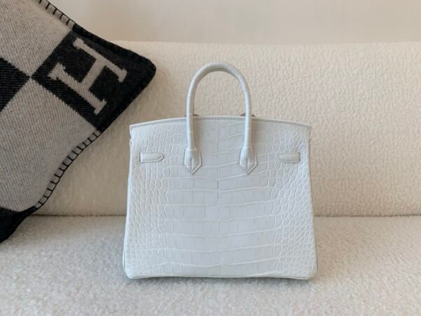 Top Quality Birkin 25CM 1 BLANC Alligator Leather Silver Hardware
