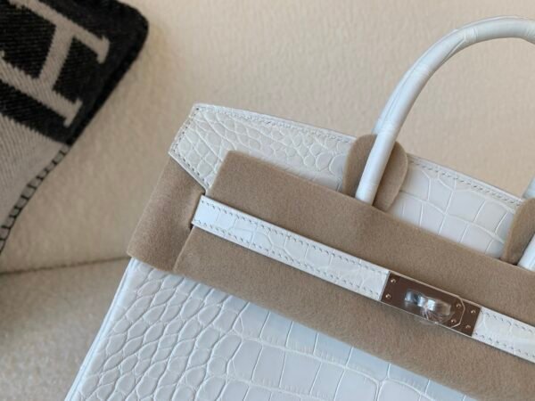 Top Quality Birkin 25CM 1 BLANC Alligator Leather Silver Hardware