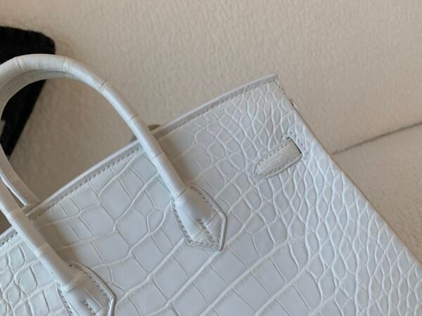 Top Quality Birkin 25CM 1 BLANC Alligator Leather Silver Hardware