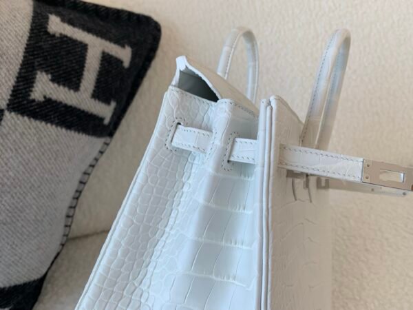 Top Quality Birkin 25CM 1 BLANC Alligator Leather Silver Hardware