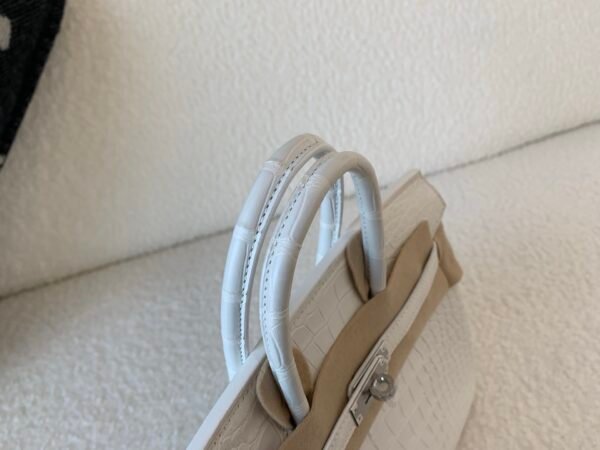Top Quality Birkin 25CM 1 BLANC Alligator Leather Silver Hardware