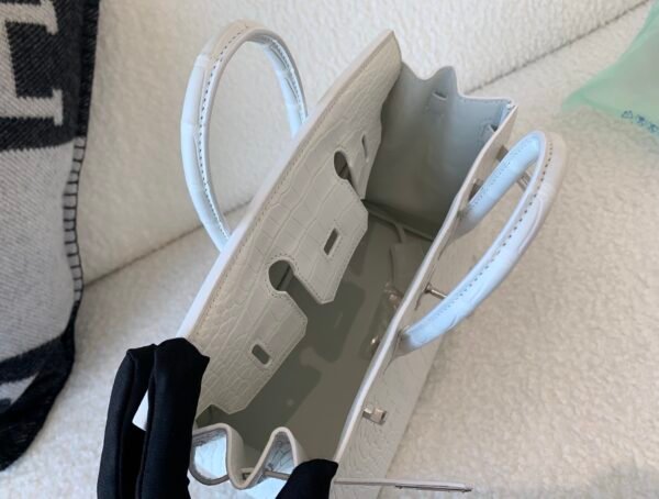 Top Quality Birkin 25CM 1 BLANC Alligator Leather Silver Hardware