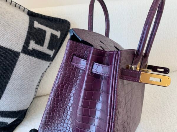 France Lady style Birkin 30CM 9G Amethyste Porosus Leather GHW