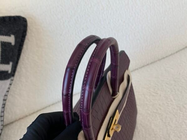 France Lady style Birkin 30CM 9G Amethyste Porosus Leather GHW