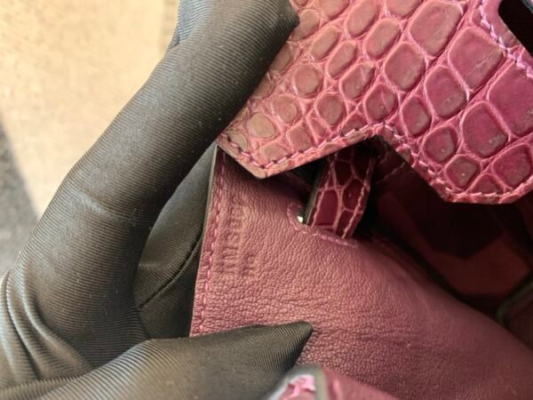 France Lady style Birkin 30CM 9G Amethyste Porosus Leather GHW