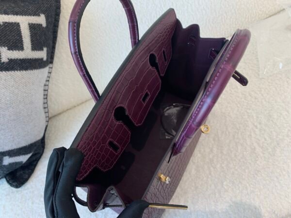 France Lady style Birkin 30CM 9G Amethyste Porosus Leather GHW