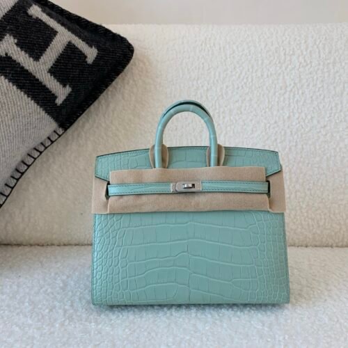 wsxc1767828239465_0 Full Handmade Original Packaging Birkin 20 6U Vert Dfau Matte Alligator Silver Hardware