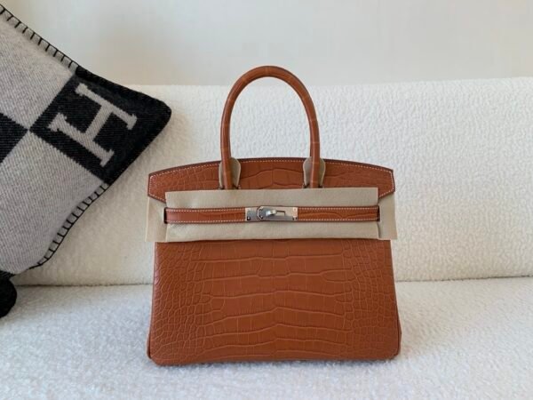 Top Handmade Birkin 30CM Matte Alligator Silver Hardware Original Quality